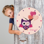 ساعة حائط دائرية بومة الحب - Image 2