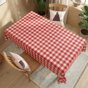 مفرش سفرة قماش كاروهات احمر