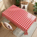 مفرش سفرة مشمع حراري كاروهات احمر