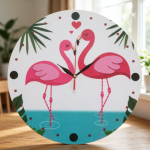 ساعة حائط دائرية فلامينجو الحب