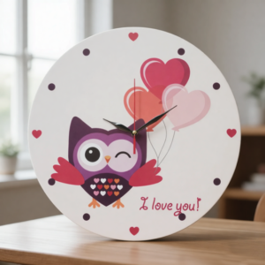 ساعة حائط دائرية بومة الحب