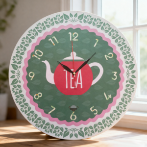 ساعة حائط دائرية ركن الشاي