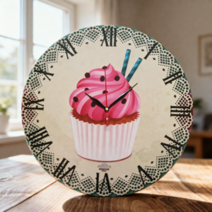 ساعة حائط دائرية كب كيك دانتيل